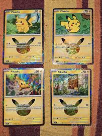 4 carte pokemon pikachu 30 anniversario