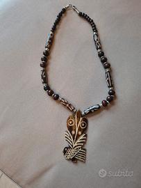 collana vintage perline in legno pumtek 