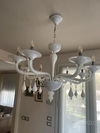 lampadario bianco opale