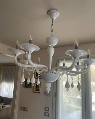 lampadario bianco opale
