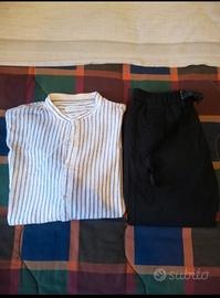 Laystudios camicia lino Bianco blu pantalone Chino