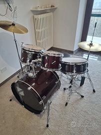 Set Batteria acustica rossa metal perfetto stato