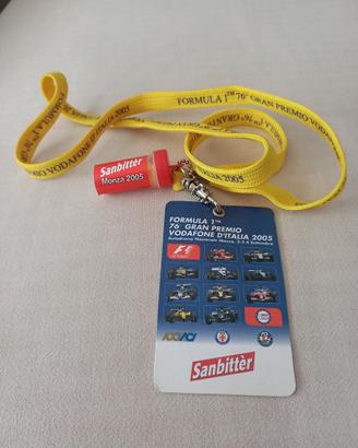 Pass F1 Gran Premio Monza 2005 con tappi 