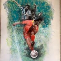 Litografia Renzo Vespignani “calciatori”