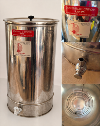 3 bidoni inox alimentari 100L 75L 70L vino olio