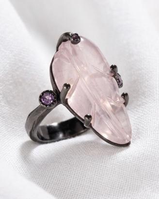 Anello in Argento 925 Rodinato Nero con Morganite