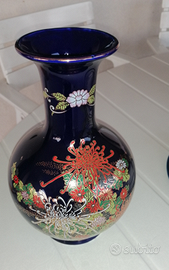 Vaso per fiori in ceramica blu fantasia