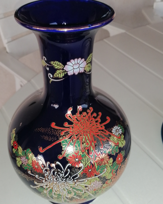 Vaso per fiori in ceramica blu fantasia