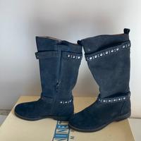 Stivali bambina 31 in pelle camoscio blu Ninette