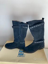 Stivali bambina 31 in pelle camoscio blu Ninette