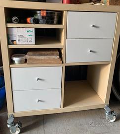 Mobile Ikea rovere e bianco con ruote