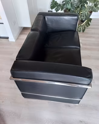 Divano 2 posti stile LC2 Northdeco – Ecopelle nera