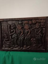 Bassorilievo in tek arte Africana vintage 