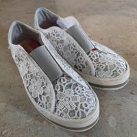 scarpe Disegual 39 pizzo bianco argento 39,5