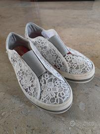 scarpe Disegual 39 pizzo bianco argento 39,5