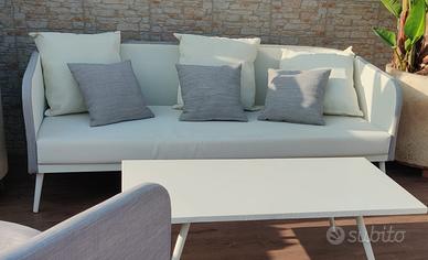 Salotto da giardino in textilene panna/tortora