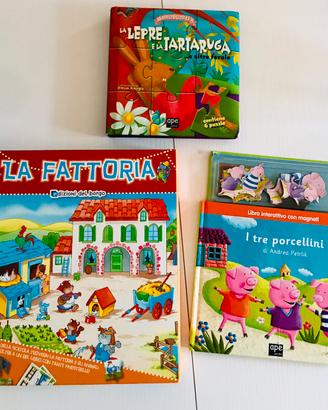 Libri per bambini fattoria, puzzle,3 porcellini