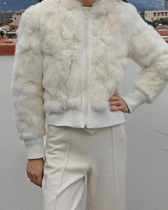 giubbotto bianco bomber in pelliccia Lapin 