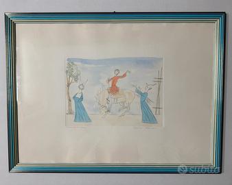 Quadro acquaforte Veniero Canevari 50×70in cornice