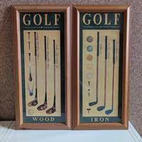 Coppia di quadri vintage a tema golf