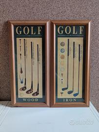 Coppia di quadri vintage a tema golf