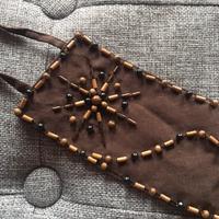 Cintura donna stoffa marrone e corallini