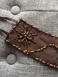 Cintura donna stoffa marrone e corallini