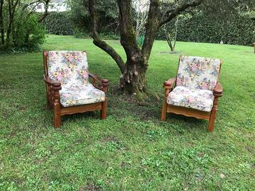 2 poltrone country in legno massello