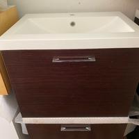 MOBILE BAGNO LAVANDINO CON CASSETTONE ROVERE MORO