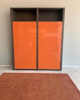 MOBILE LIBRERIA IN ROVERE GRIGIO CON ANTE LACCATE