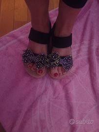 ciabatte con fiocco glitterato
