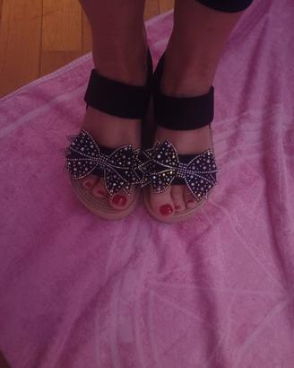 ciabatte con fiocco glitterato