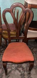 Sedie/Poltrone antiche in legno e velluto