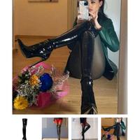 Stivali lusso Sharlene neri laccati tacco 12