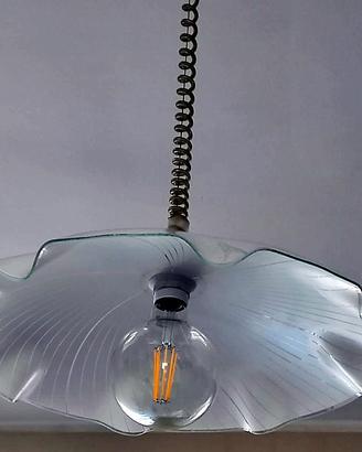 Lampadario a sospensione in vetro bianco