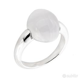 Anello oro bianco e pietra di luna