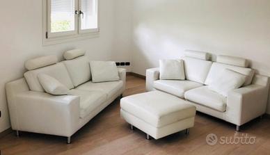 Set divani pelle bianchi pieno fiore