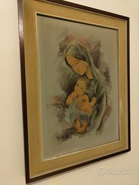 Quadro Madonna con Bambino incorniciato 90x70