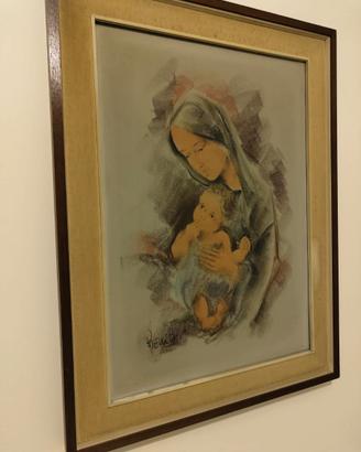 Quadro Madonna con Bambino incorniciato 90x70