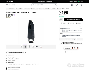 Bocchino per clarinetto in Sib Gleichweit B7-1-BW