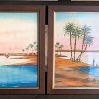 5 Quadri con le cornici belle, pittura su tela,