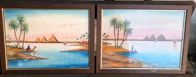 5 Quadri con le cornici belle, pittura su tela,