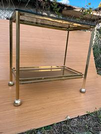 Tavolino in ottone e vetro stile mid-century