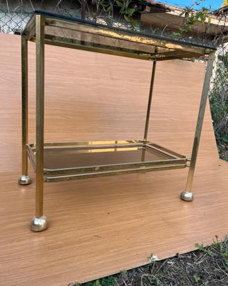 Tavolino in ottone e vetro stile mid-century