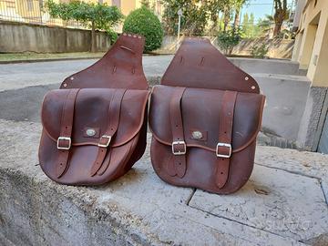 Borse cuoio marroni moto custom