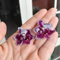 Orecchini con fiori veri di orchidea in resina