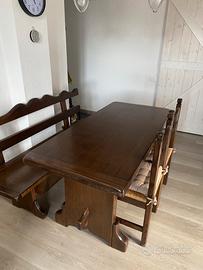 Tavolo cassapanca sedie rustico legno massello