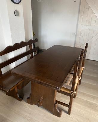 Tavolo cassapanca sedie rustico legno massello