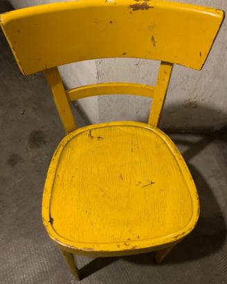 Sedia vintage legno gialla - Stile industrial