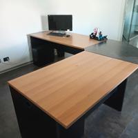 Scrivania angolare + set cassetti + libreria bassa